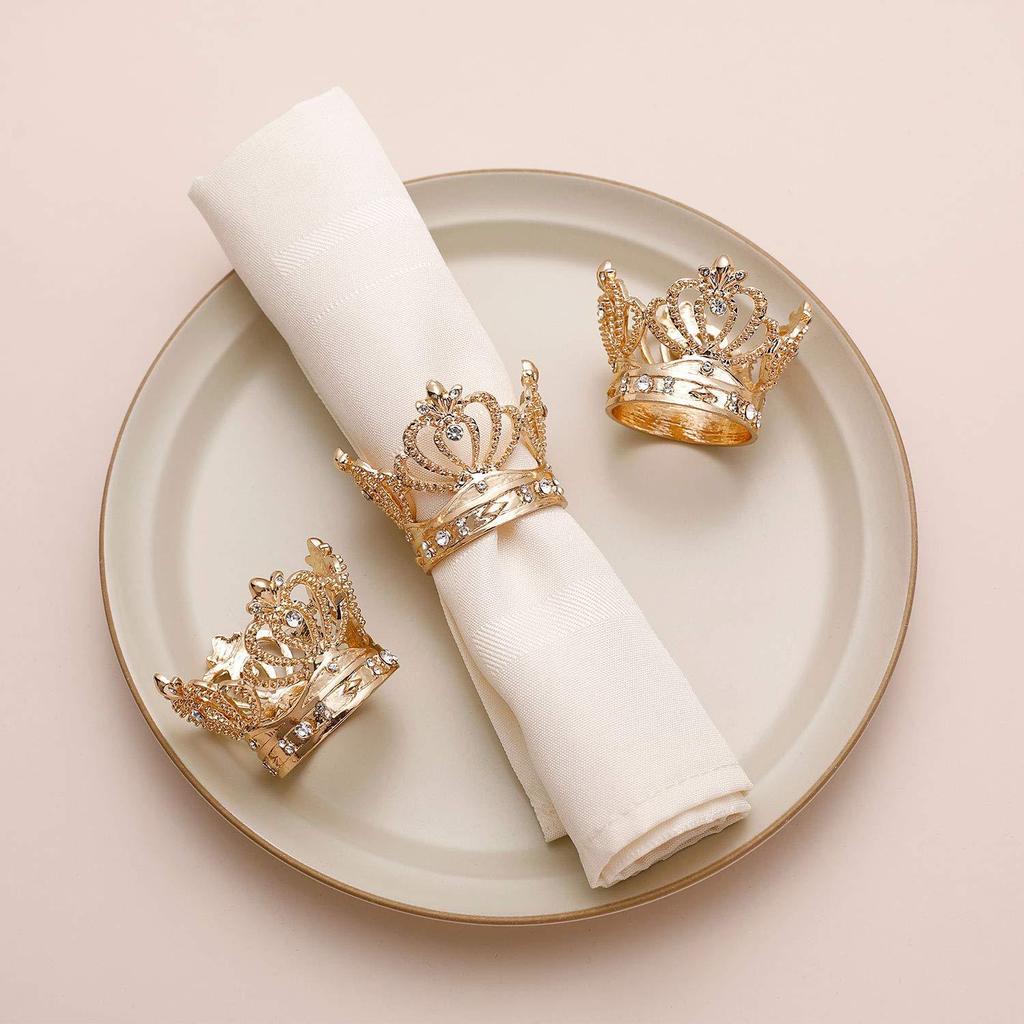 10pcs/lot New simulation crown napkin ring pearl diamond napkin ring wedding table setting table napkin buckle cloth ring