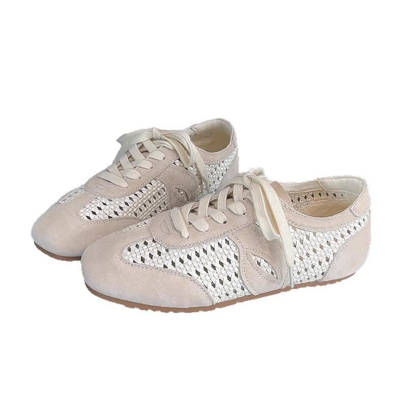 Leather hand-woven hollow breathable soft sole not tired feet women's shoes flat single shoes summer hole sandals