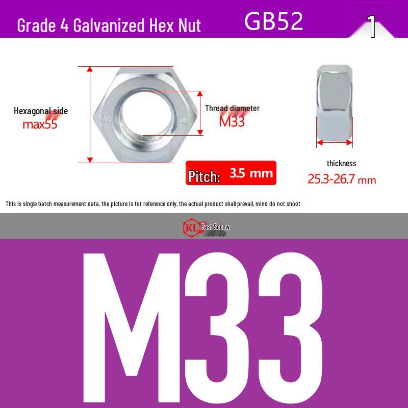 Galvanized Hex Nuts, Flat Washers, Spring Washers in M2-M48, Blue and White Zinc Coated