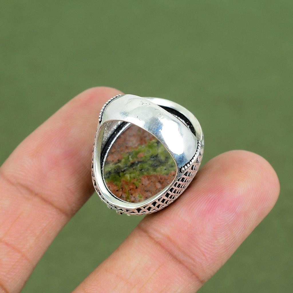Unakite Ring 925 Sterling Silver Ring Handmade Dainty Jewelry Gemstone Ring Very Pretty Unakite Jewelry Gifts For Her Available In Ring Size