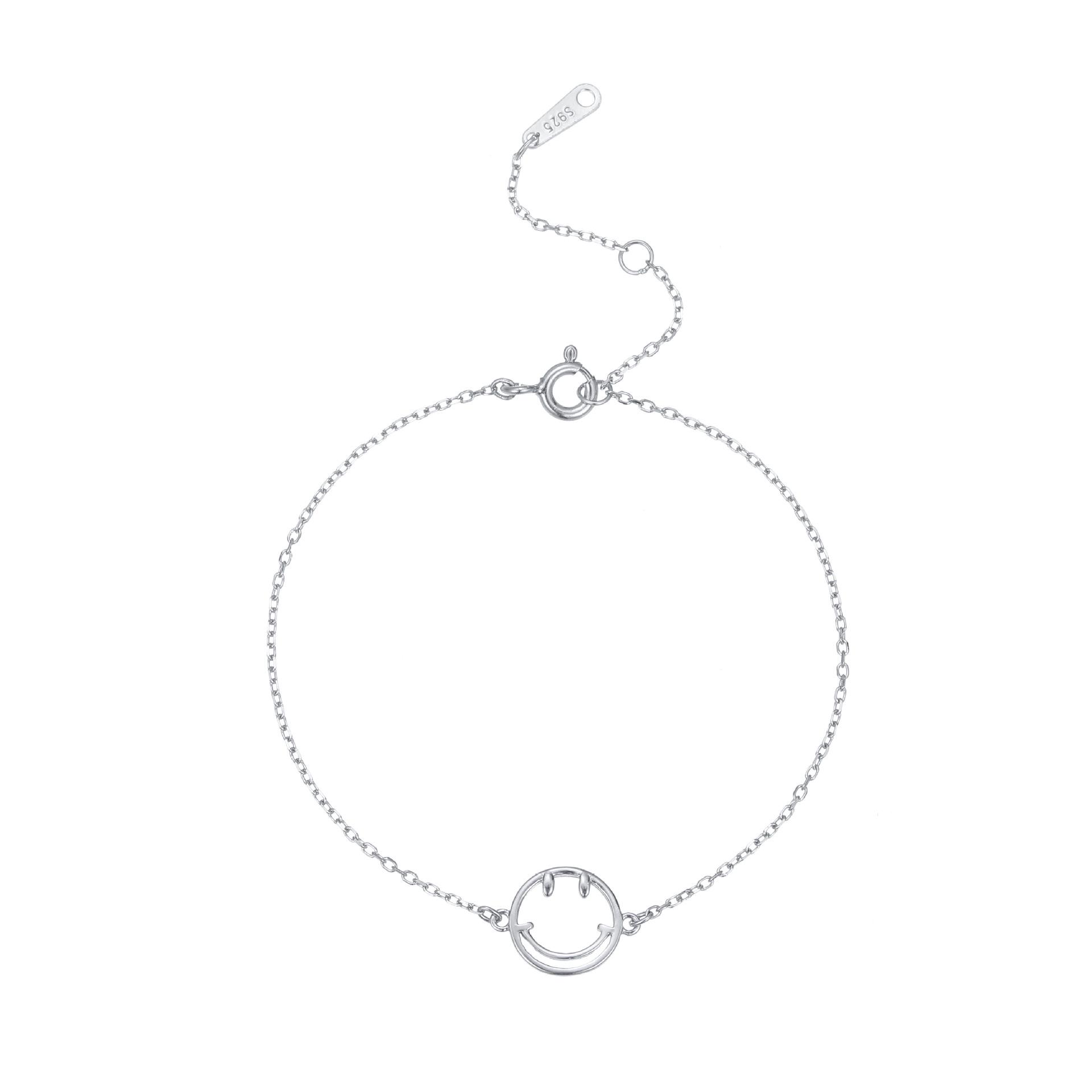 

Браслет из стерлингового серебра 925 пробы с позолотой 18 карат «Улыбка детства»: Простые, Универсальные, Милые, Ажурные Украшения с Улыбкой для Женщин. 925 Silver