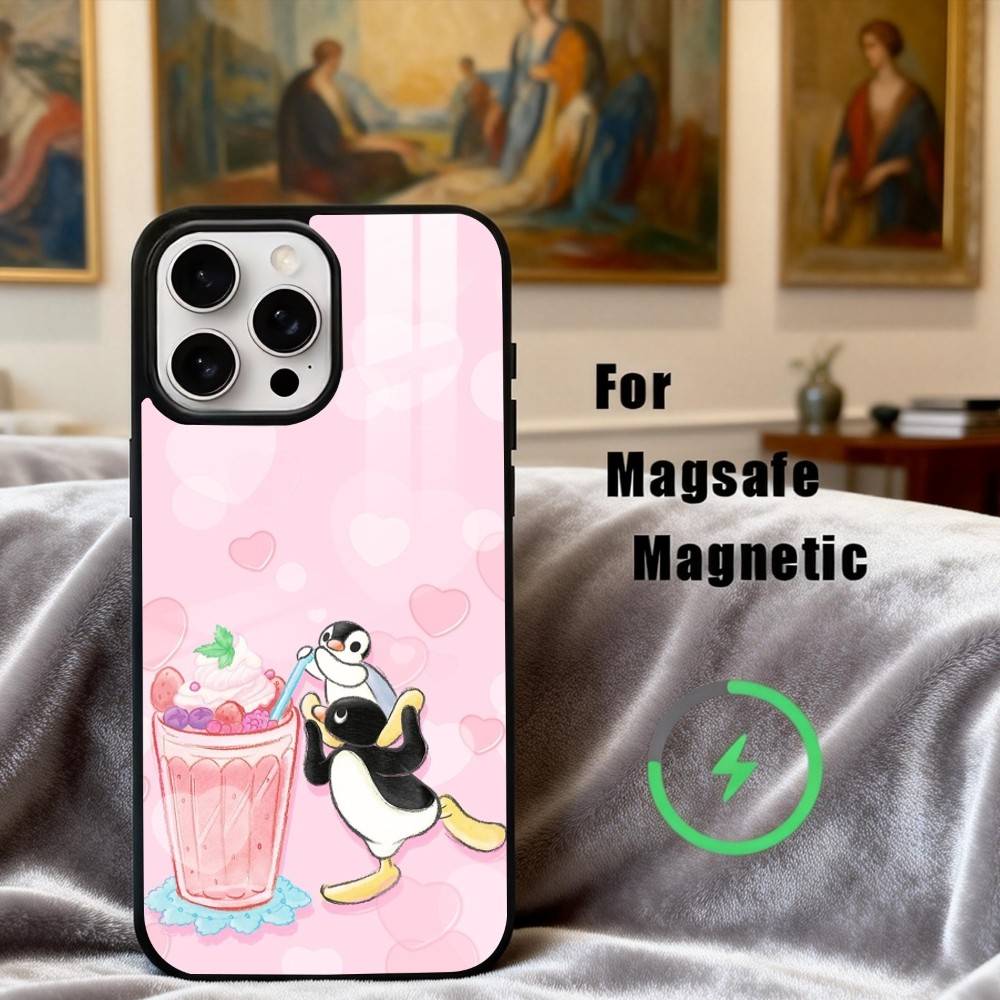 Cute P-Pingu-ES Penguin Phone Case For iPhone17,16,15,14,13,12,11 Plus,Pro Max Magnetic For Magsafe Wireless Charging
