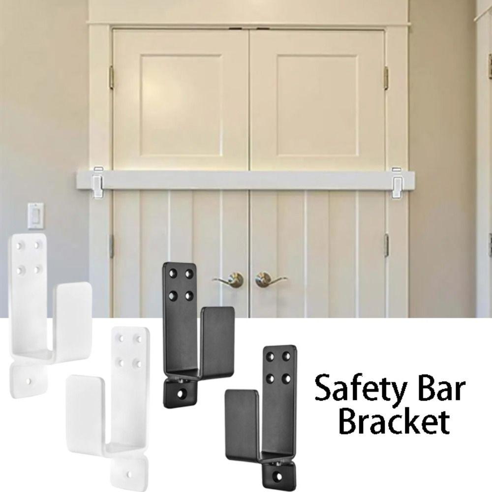 Heavy Duty Door Barricade Brackets Carbon Steel Black Door Bar Holder Brackets U-Shaped Upgraded U-Shaped Bar Holders