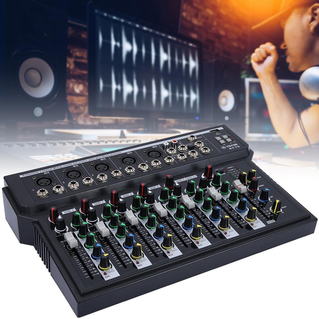 Professional 7 Channel Dual LED Display Low Noise Stage Mixer