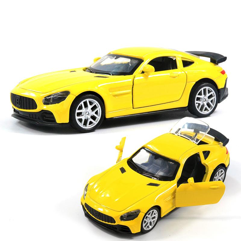 Bag 1:36 Alloy Sports Car Model with Sound and Light Pull Back Door Children's Toys Car Boy Women's Gifts Wholesale