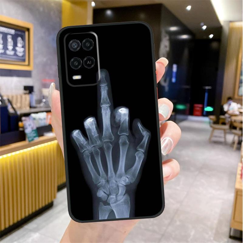 Skeleton Middle Finger Case For Oppo A98 A18 A38 A58 A78 A60 A80 A40 A96 A76 A16 A94 A74 A54 A15 A17 A57 A77 A5 Pro