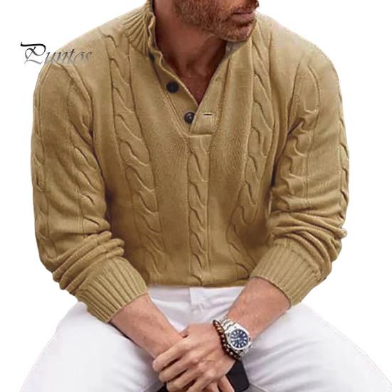 

Осень-зима мужской свитер с высоким воротником, защитой шеи, пуговицами, трикотажный утолщенный однотонный свитер с длинными рукавами, свитер в английском стиле XXL хаки