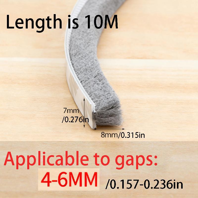 

10m Self-Adhesive Plastic Weather Stripping - Dustproof, Windproof, Soundproof & Anti-Collision Seal Strip for Aluminum Alloy