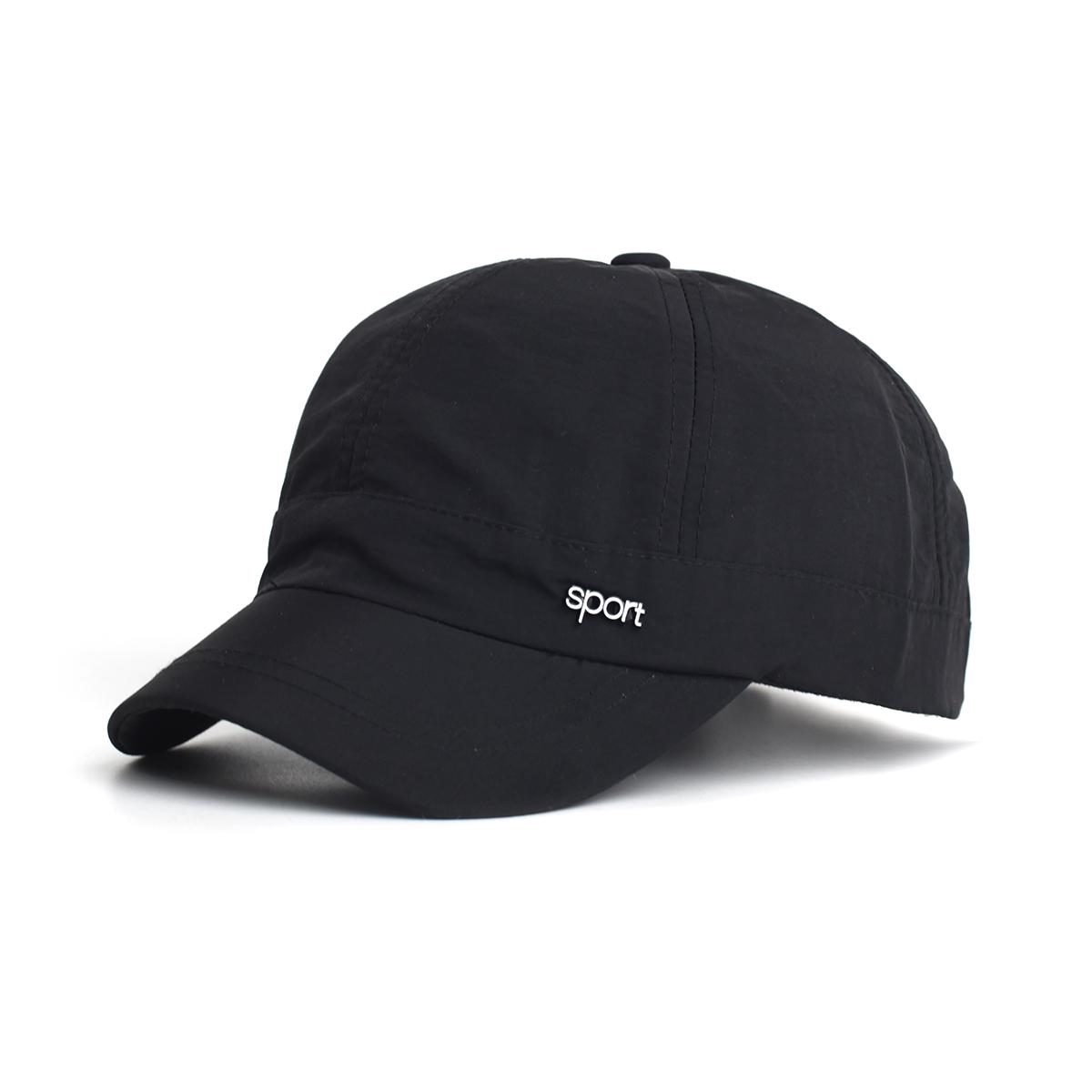 

Short-brimmed solid color baseball cap Lightweight Quick-Dry Polyester Adjustable Buckle Closure Sun Protection Breathable Brim чёрный