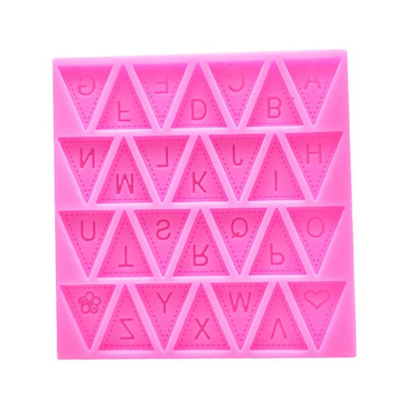 Cooking Tools Flag Shape 26 English Letters Silicone Mold Chocolate Fondant Cake Decorating Cake sugar craft Moulds Tools