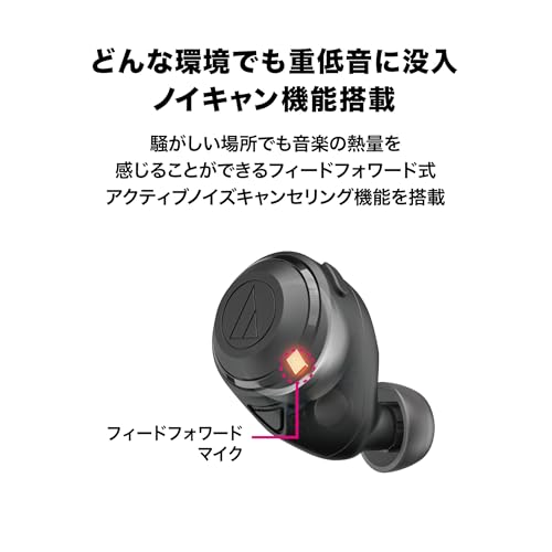 Auricolari Wireless Audio-Technica ATH-CKS50TW BK Bluetooth / Auricolari Wireless Cancellazione del Rumore Bassi Profondi / Fino a circa 50 ore di riproduzione / Auricolari