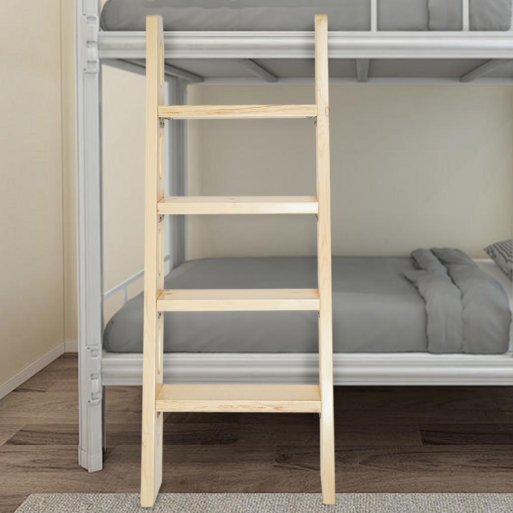 4-Step Wooden Ladder for Loft & Bunk Bed, 28mm Thick Board, Supports 220 lbs, Durable Multi-Use Home Ladder for Adults