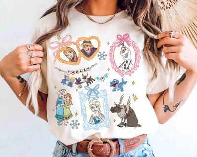 Summer Disney Frozen Graphic Tshirt Men Women Fashion Cotton Quality Casual Loose Short Sleeve Classic Unisex