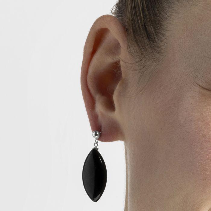 Boucles d'oreilles - AYOM - Argent 925 - Rhodié - Onyx - Femme
