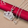 925 Sterling Silver Crown Zircon Pendant Necklace Fashionable Wedding Jewelry