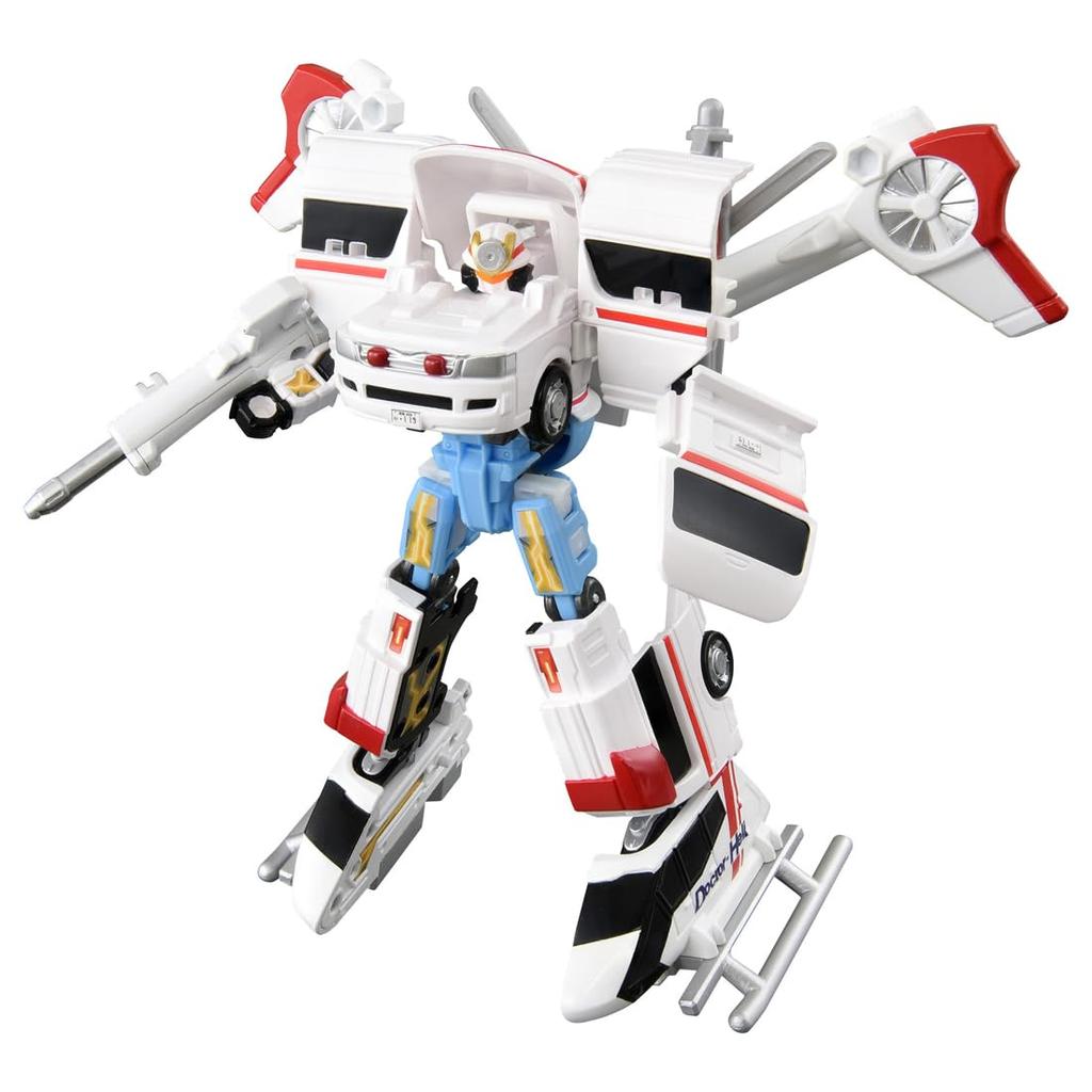 TAKARA TOMY Tomica Job Laborer TJBDX Unite Medibraver Sada kombinace sanitky a lékařského vrtulníku, Hračka miniaturní auto, Věk 3 roky a více