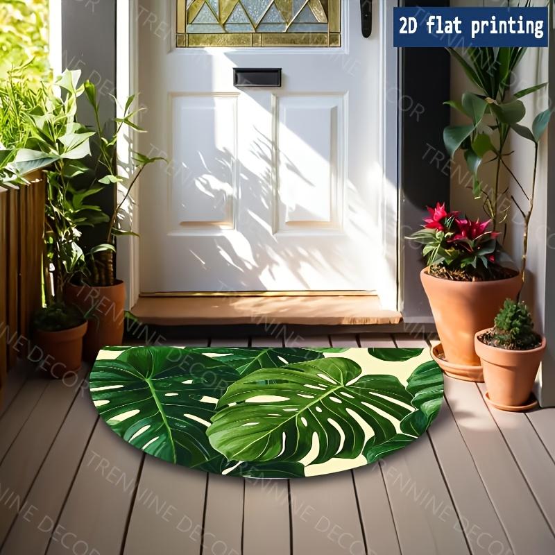 1Pcs Tropical Fern Semi Circle Welcome Doormat Non-Slip for Outdoor Patio Porch Kitchen Bathroom Entryway Floor Mat