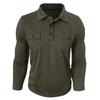 Men's Cotton Solid Color Shirt - Long-Sleeve, Spread Collar, Pocket - Outdoor Casual  Top