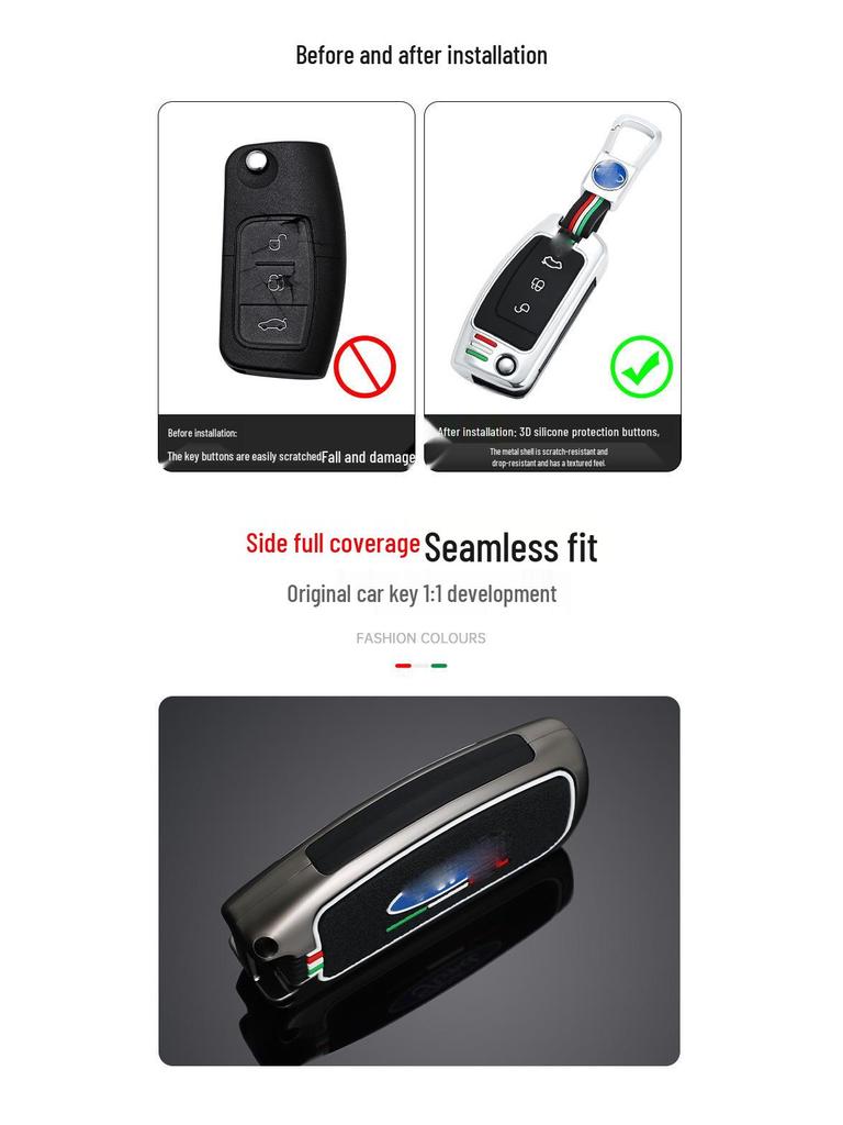 Ford Classic Key Case: Fits Focus, Mondeo, Kuga, EcoSport - Metal Remote Shell.