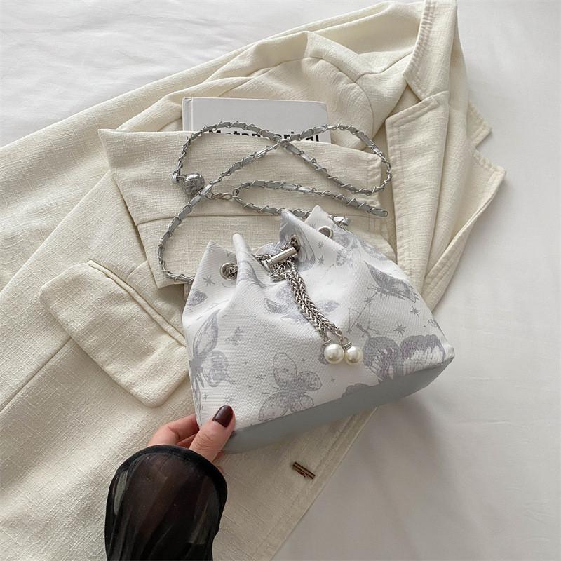 Fashionable Street Style Bucket Bag Simple Pu Shoulder Bag With Phone Pocket