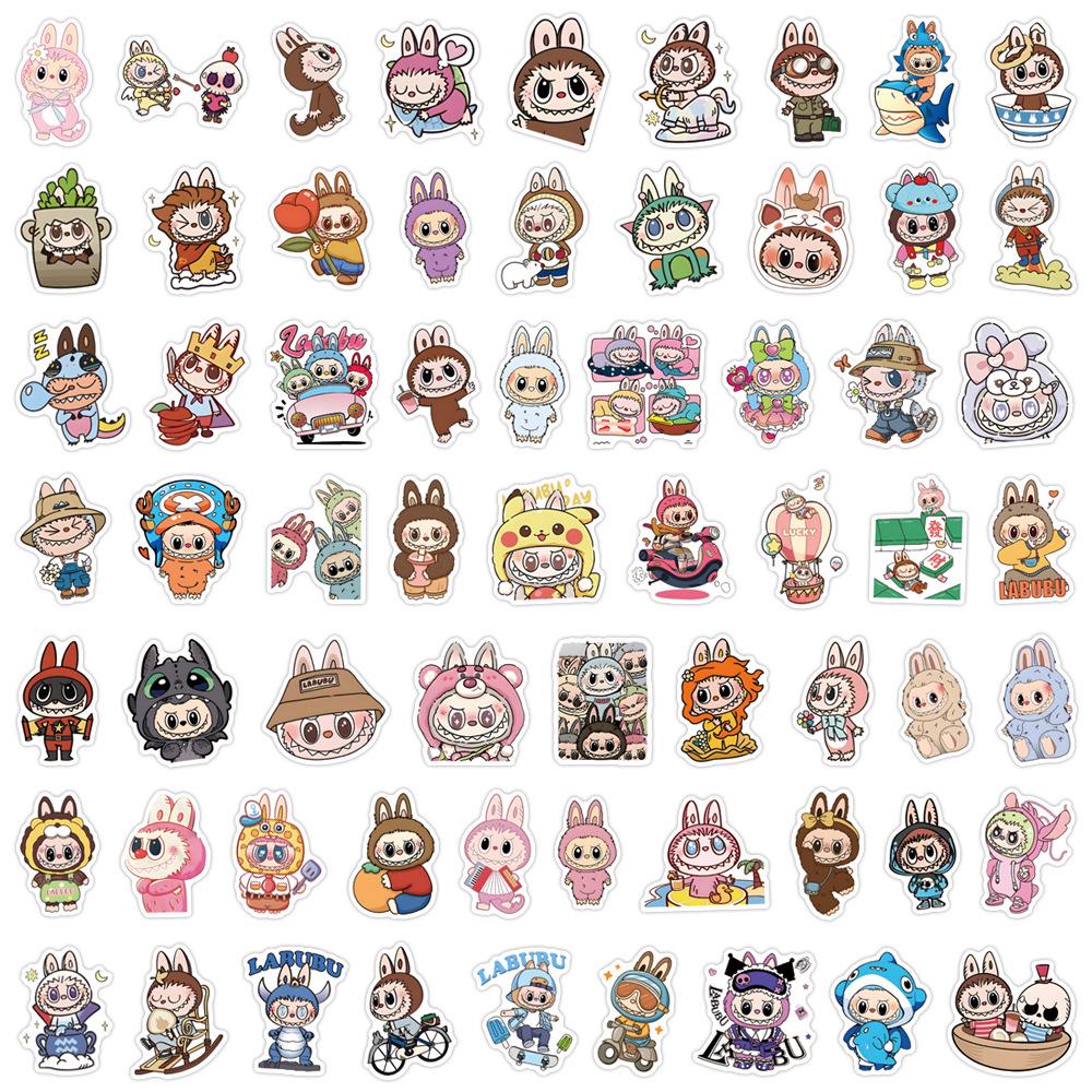 50 LABUBU Cartoon Stickers: Adorable, Waterproof Decals for Journals, Water Bottles, and Computers.