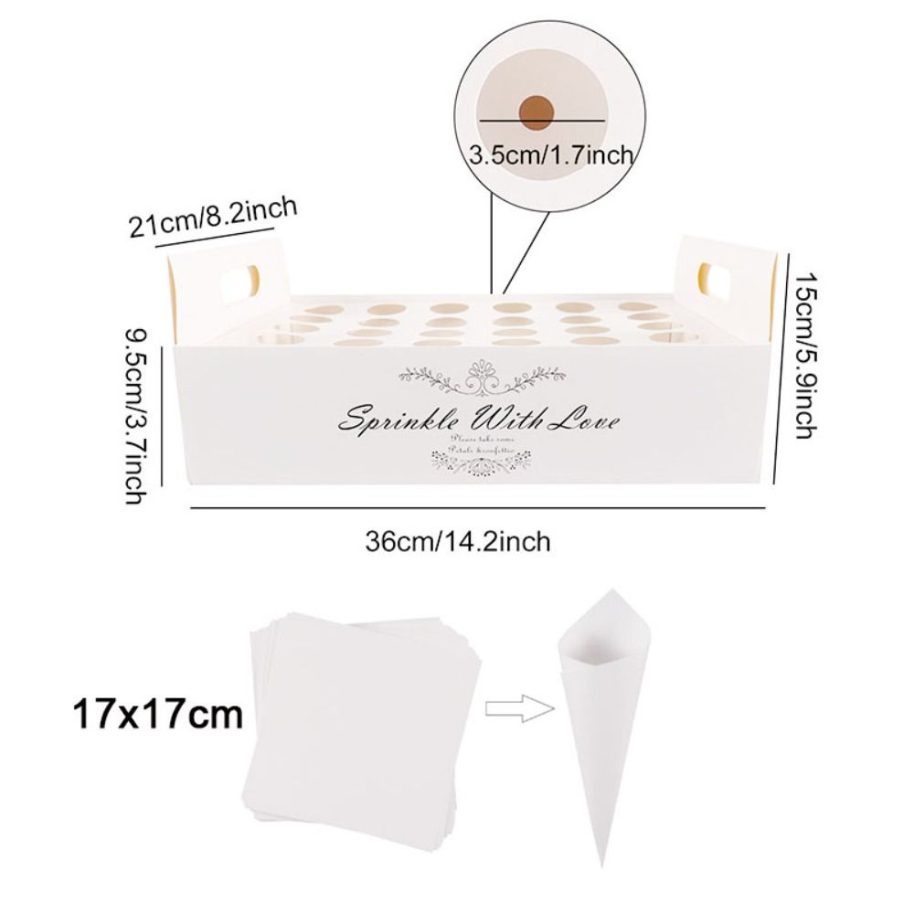 Wedding Supplies Confetti Cone Holder Kraft Paper Stand Box Confetti Cone Tray Wedding Party