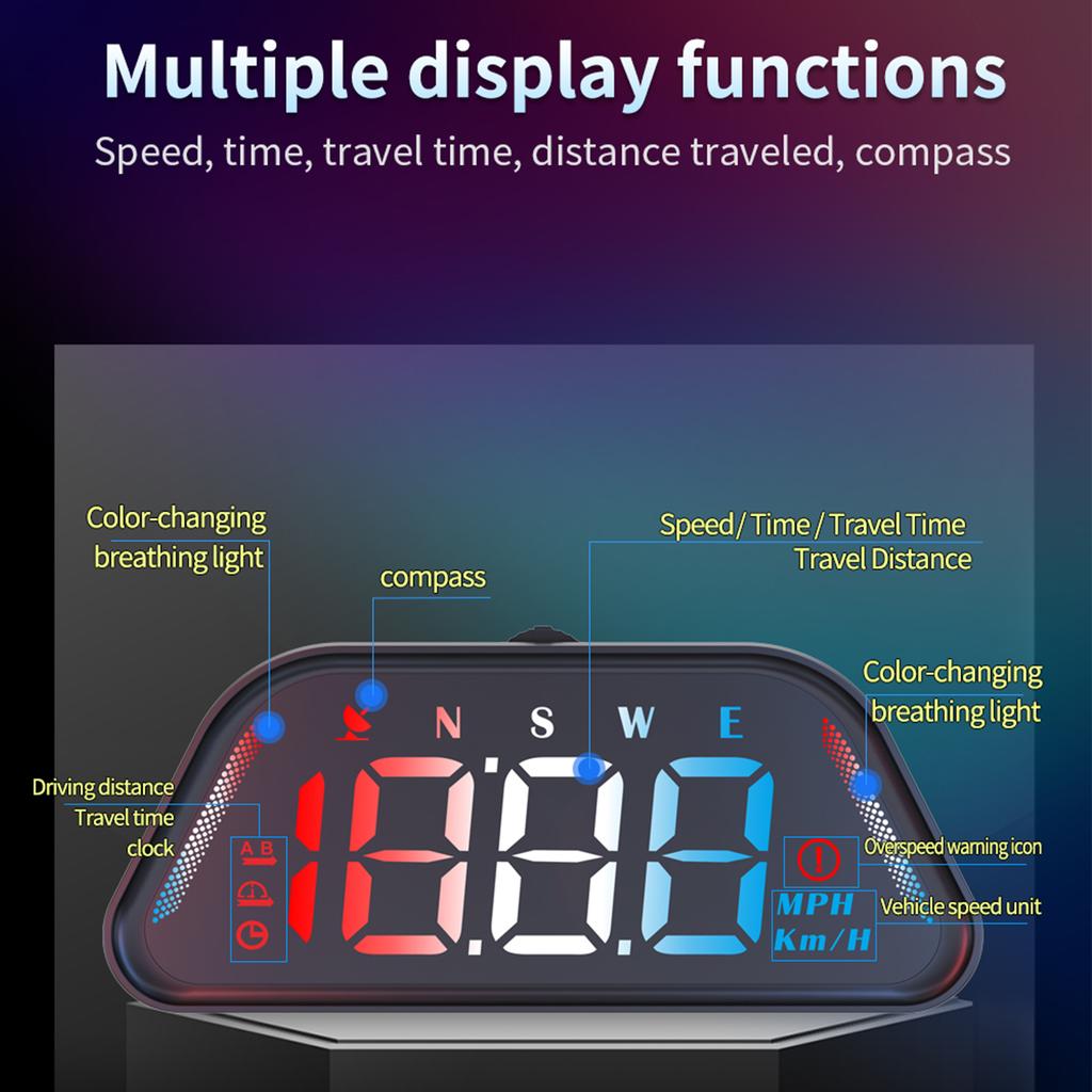 Digital Speedometer, Universal KM H MPH Car Heads Up Display with Speed, Overspeed Alarm for All Vehicles