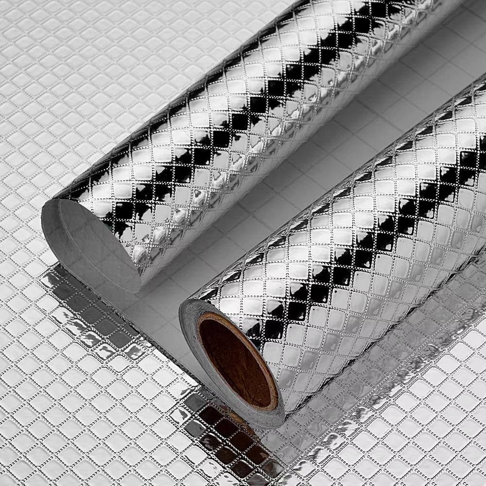 Kitchen  PVC Self-adhesive Oil Resistant Wallpaper Aluminum Foil Paper Drawer Moisture-Proof Thickened Waterproof