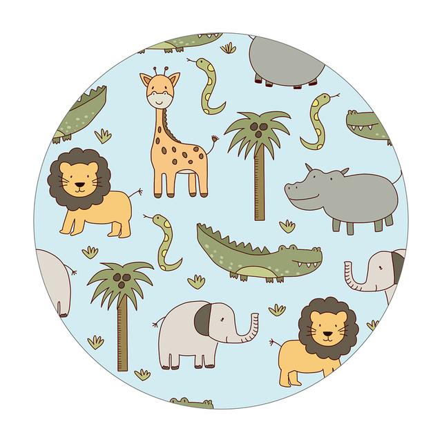 Covor rotund de desene animate pentru copii Joc de puzzle cu animale Învățare Covoraș de târât pentru copii Covor rotund jucăuș Decorare moale pentru cameră Alfombra