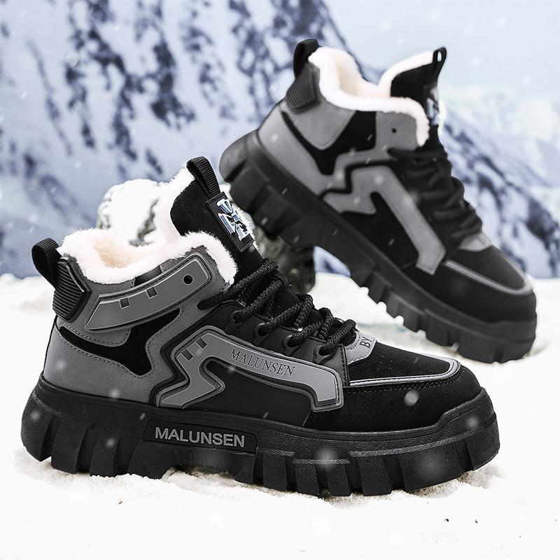 

2025 Зимние ботинки Мужские кроссовки Нескользящие Зимние на толстой подошве Защищающие от холода Плюшевые Хлопковые туфли Повседневные мужские ботинки 39-44 Zapatos Hombre 44