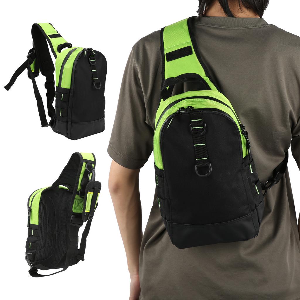 MultiFunctional Fishing Tackle Storage Bag Single Shoulder Lure Reel Line Hook Bag(Fluorescent Green )