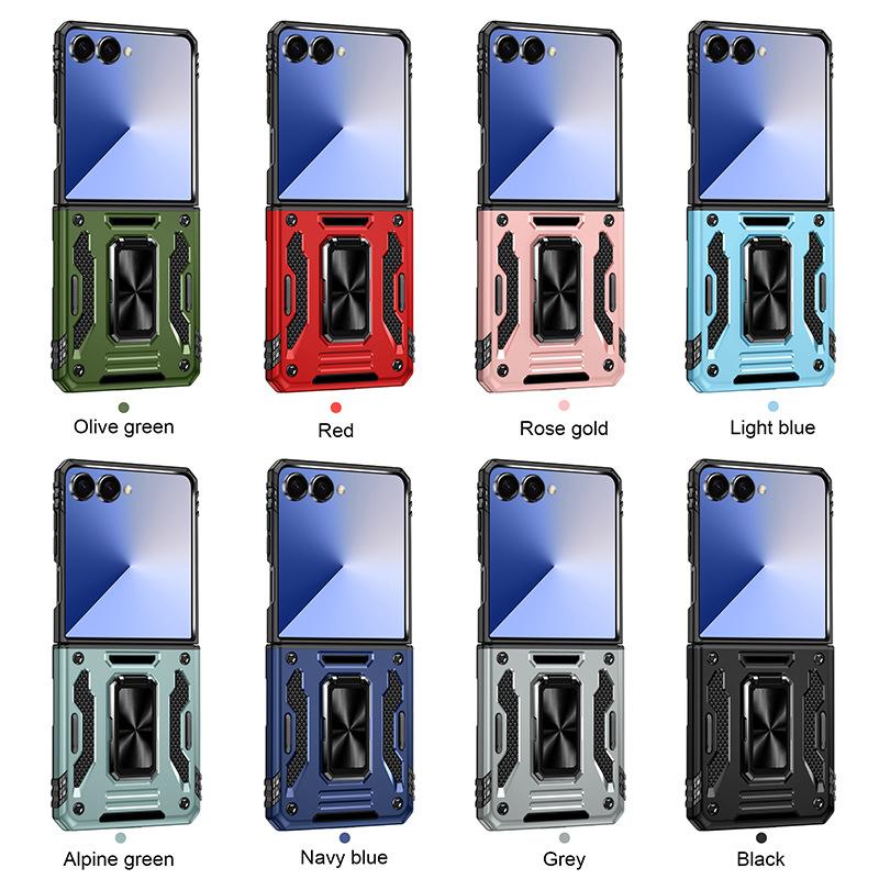 Applicable to Samsung Z Flip 1 mobile phone case metal ring bracket zflip1 folding anti-drop  case
