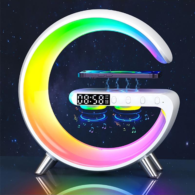 Multifunction Wireless Charger Pad Stand Speaker Tf Rgb Night Light 15W Fast Charging Station For Iphone Samsung Xiaomi Huawei