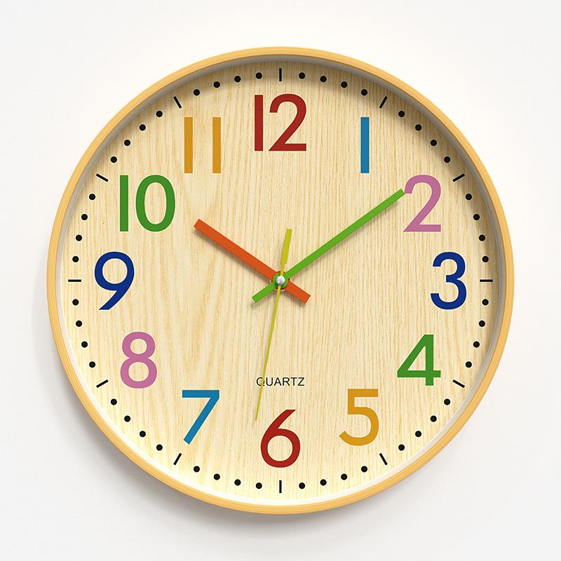 Stille Kinderwanduhr, 12 Zoll, nicht tickend, Quarz, batteriebetrieben, bunte Dekorationsuhr für Kinder, Kinderzimmer, Schlafzimmer