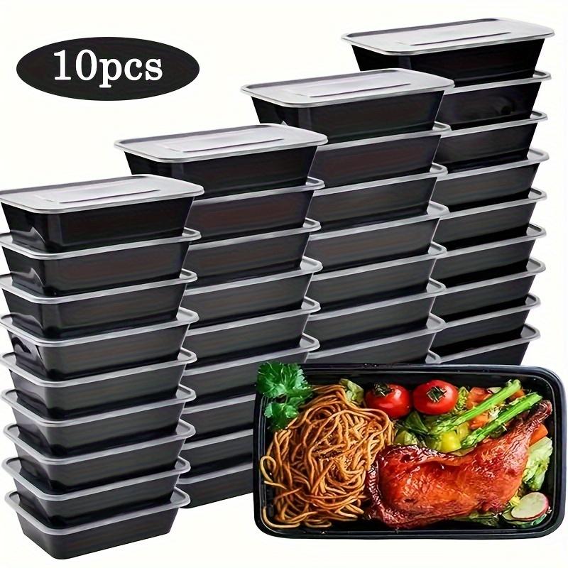 10 STK / 1000ml Matlagningsbeholdere, Gjenbrukbare Matbeholdere med LOKK for Matlaging, Engangs Matbokser