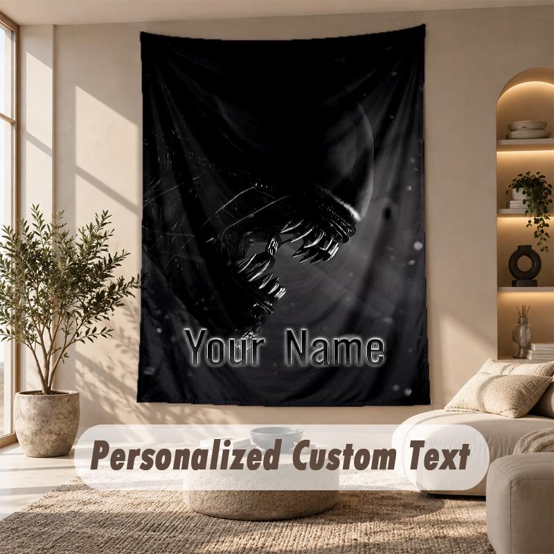 Tapestry Custom Name Text, Wall Hanging Tapestry Home Room DecorAlien Xenomorph