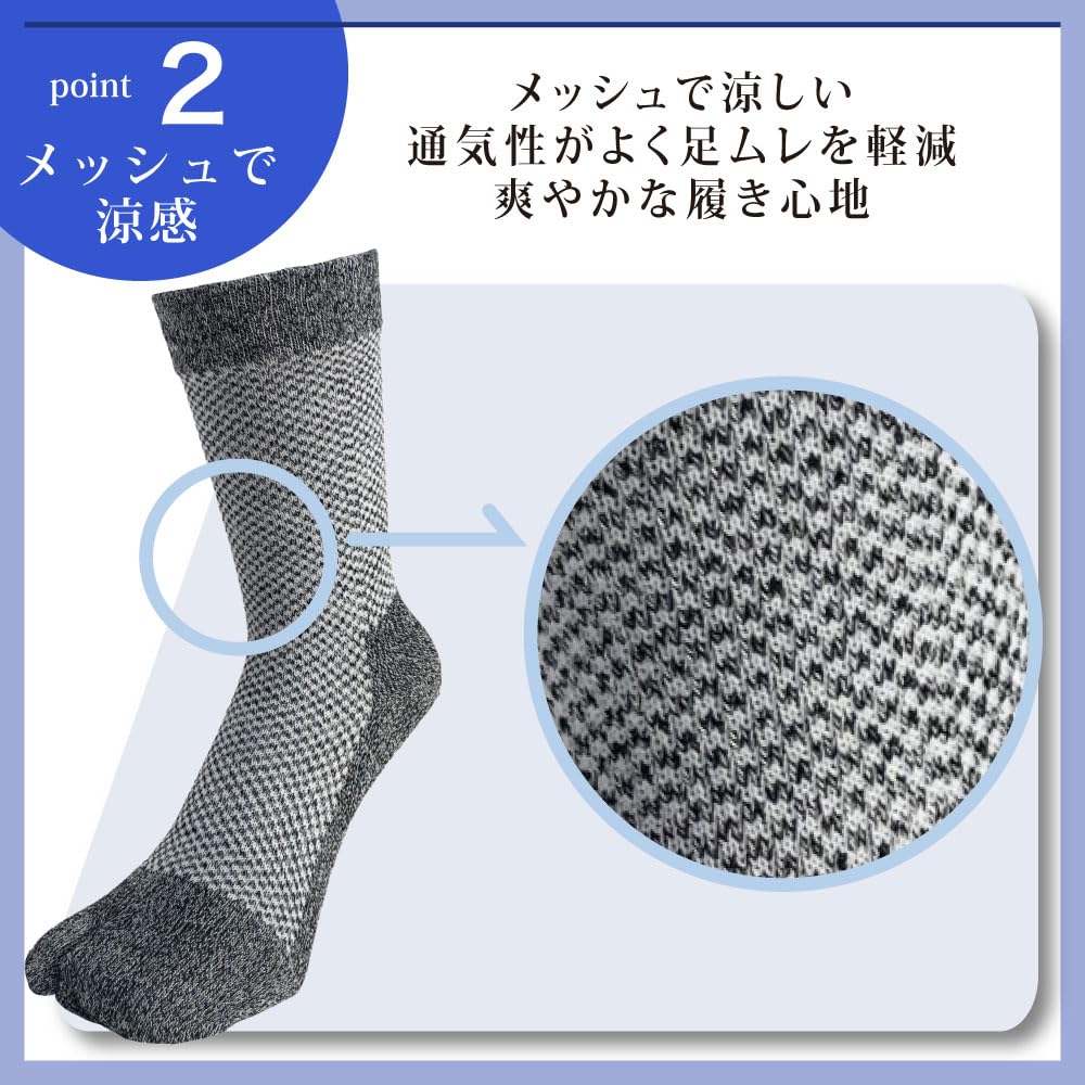 Fujite Is Mesh "Silk Cool!" Men's Toe-Open Socks, 3-Pair Set, #8202 (Heather)
