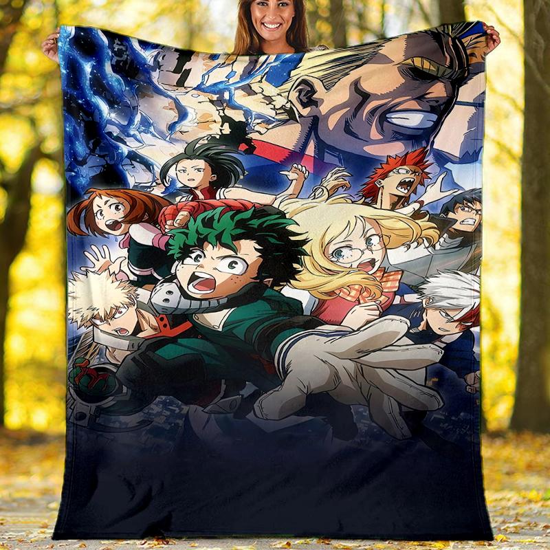 My Hero Academia Theme Printed Blanket - Perfect for Couch, Bed, Travel & Outdoor Use | Machine Washable, Cozy & Durable.