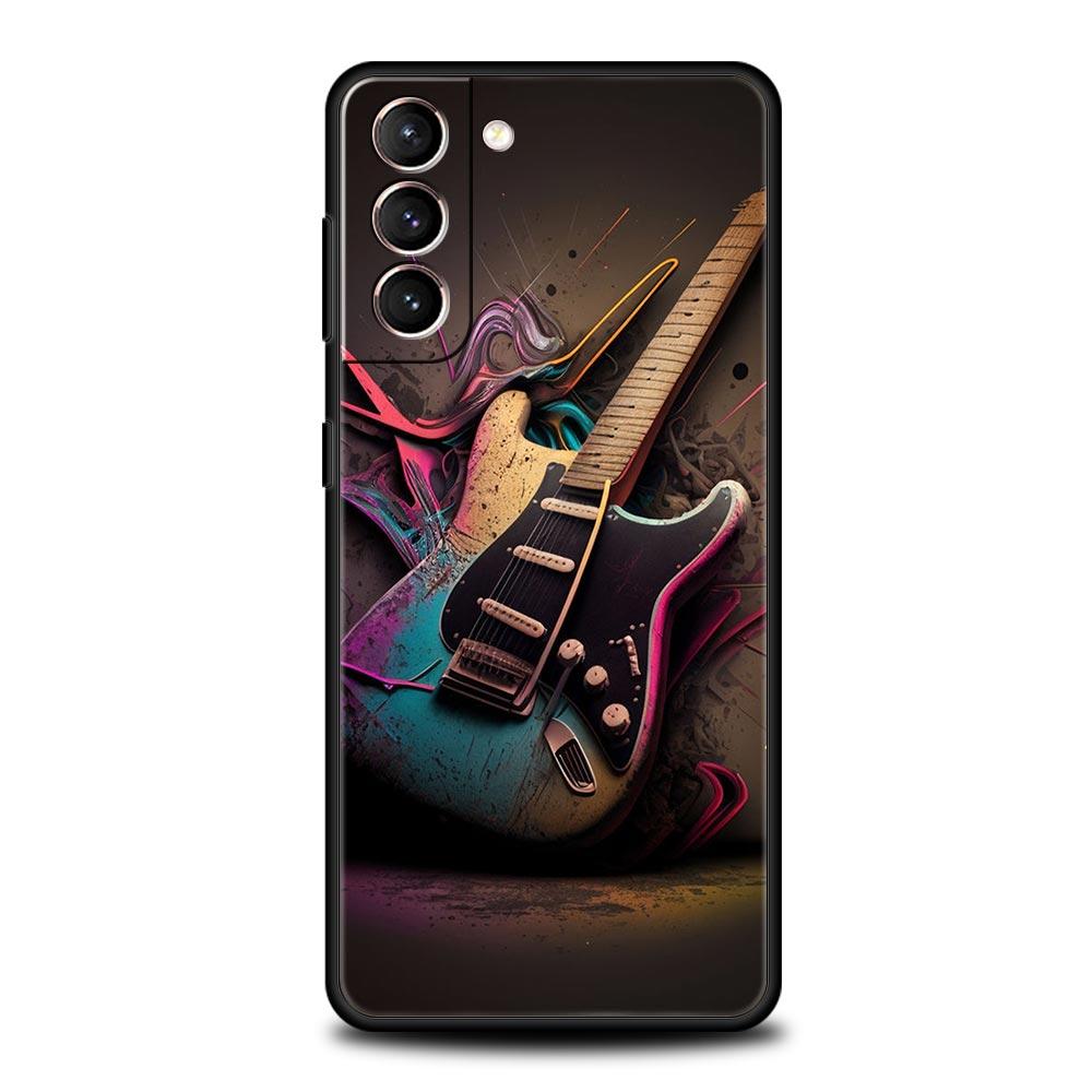 Guitar Music Art Phone Case For Samsung Galaxy S26 Ultra S25 Plus S24 FE S23 S22 5G S21 S20 Cover Black Soft