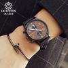 Quartz Chronograph Watch Luminous Waterproof Wrist Watch Leather Strap Date Function Pilot Style