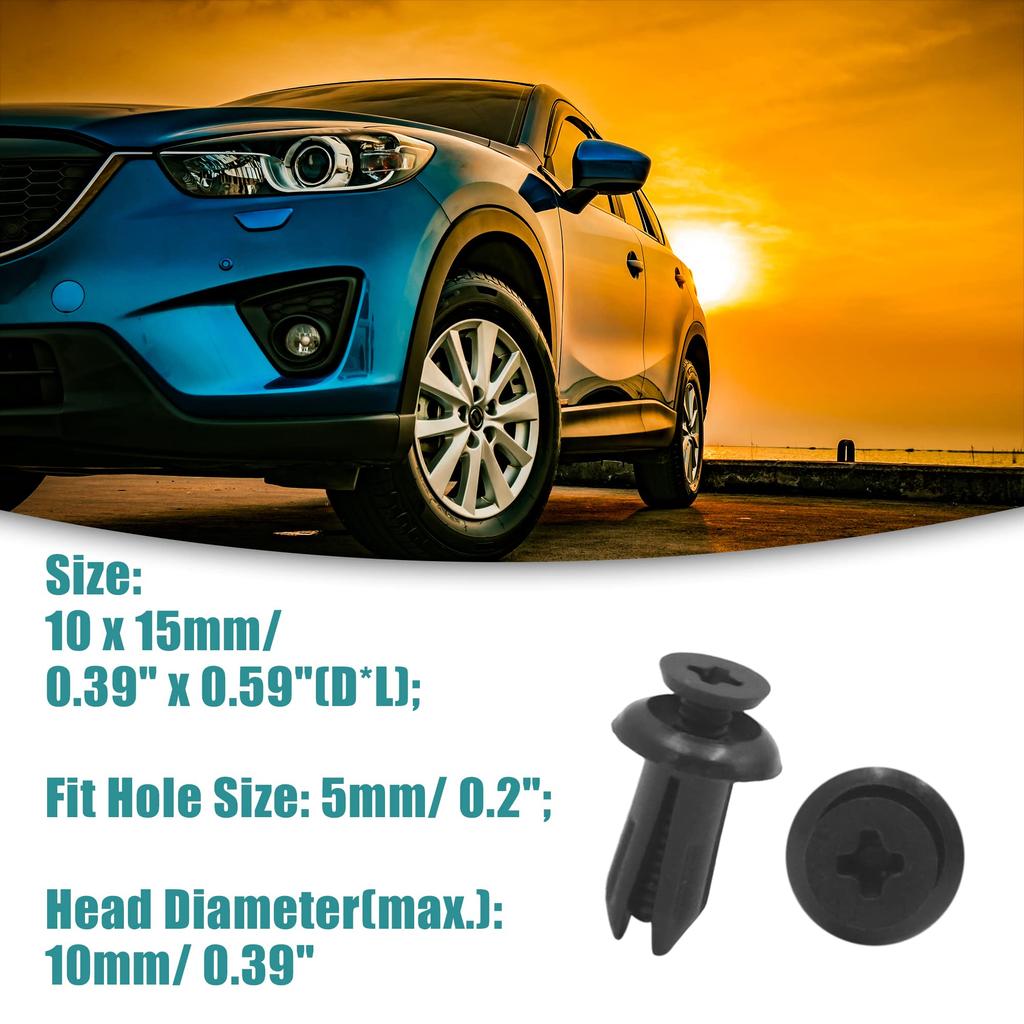 ACROPIX 20pcs Car Rivet Splash Guard Fender Fastener Clip Universal 5mm Hole Diameter Black