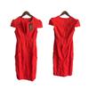 Breathable Polyester Blend Vneck Short Sleeve Dress For Office Wear