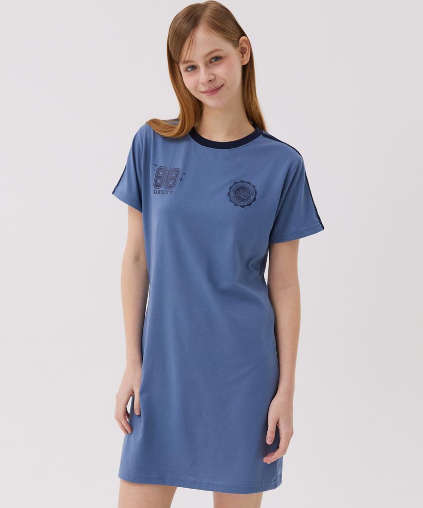Awesome Studio Football Line Color Block Dress Indigo