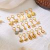 6Pcs Boho Starfish Shell Scallop Earring Set For Women Imitation Pearl Metal Geometric Earring Beach Party Versatile Jewelry