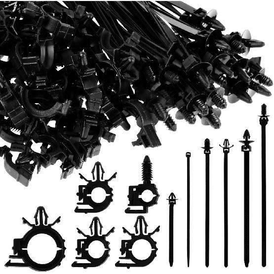 

290Pcs Car Wire Harness Routing Clip Assortment Kit, Wire Routing Clips Enduring Nylon Retainer Car Clips Replacement Parts for Most Cars Auto 5 чорний