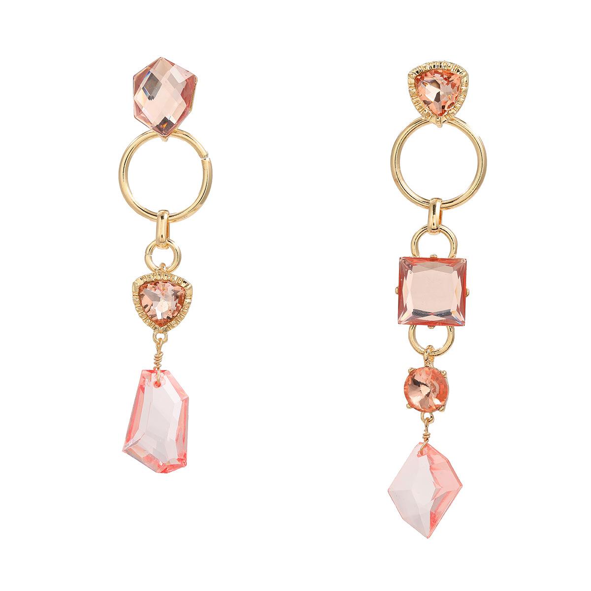 

Висячие серьги с геометрическим кристаллом для женщин, винтажные подвески, ювелирные изделия, вечерние подарочные аксессуары розовый