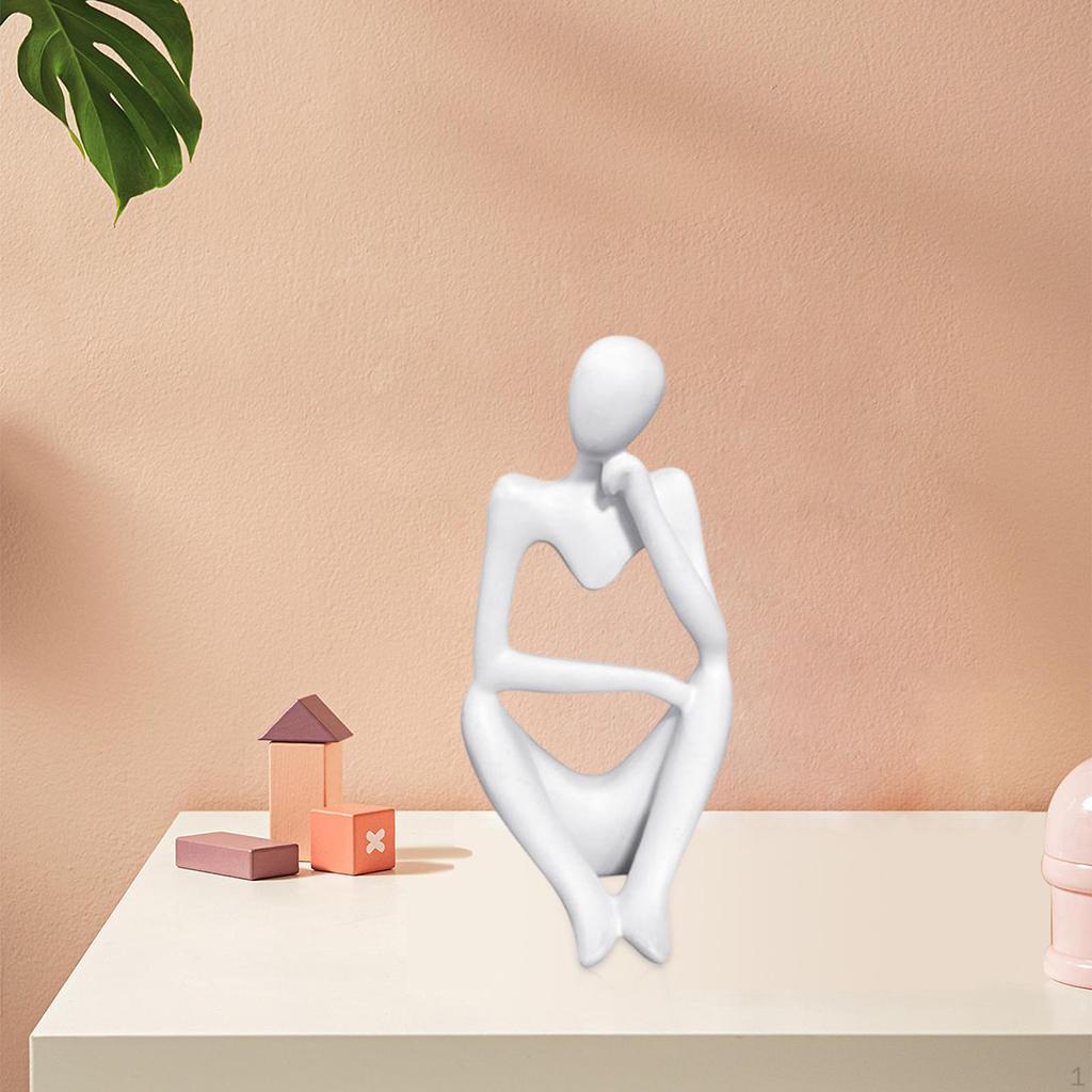 Abstract Thinker Carved , White Large Modern Artwork Elegant Artistic Figurine Statue Crafts for