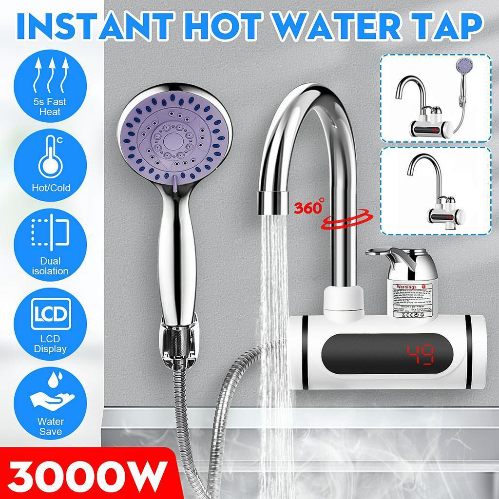 Instant Electric Shower Water Heater Instant Hot Faucet Kitchen Electric Tap Water Heating Instantaneous Water Heater 220V 3000W