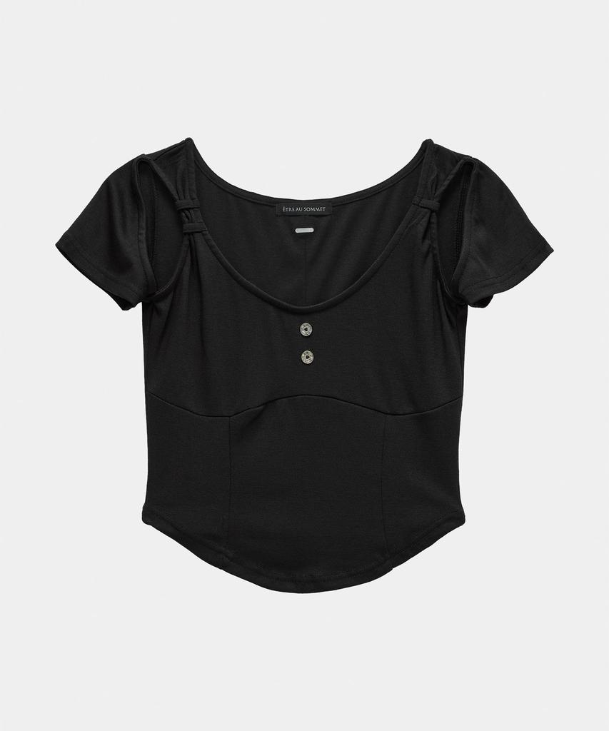 ETRE AU SOMMET Layered Buckle Line Top (Black)