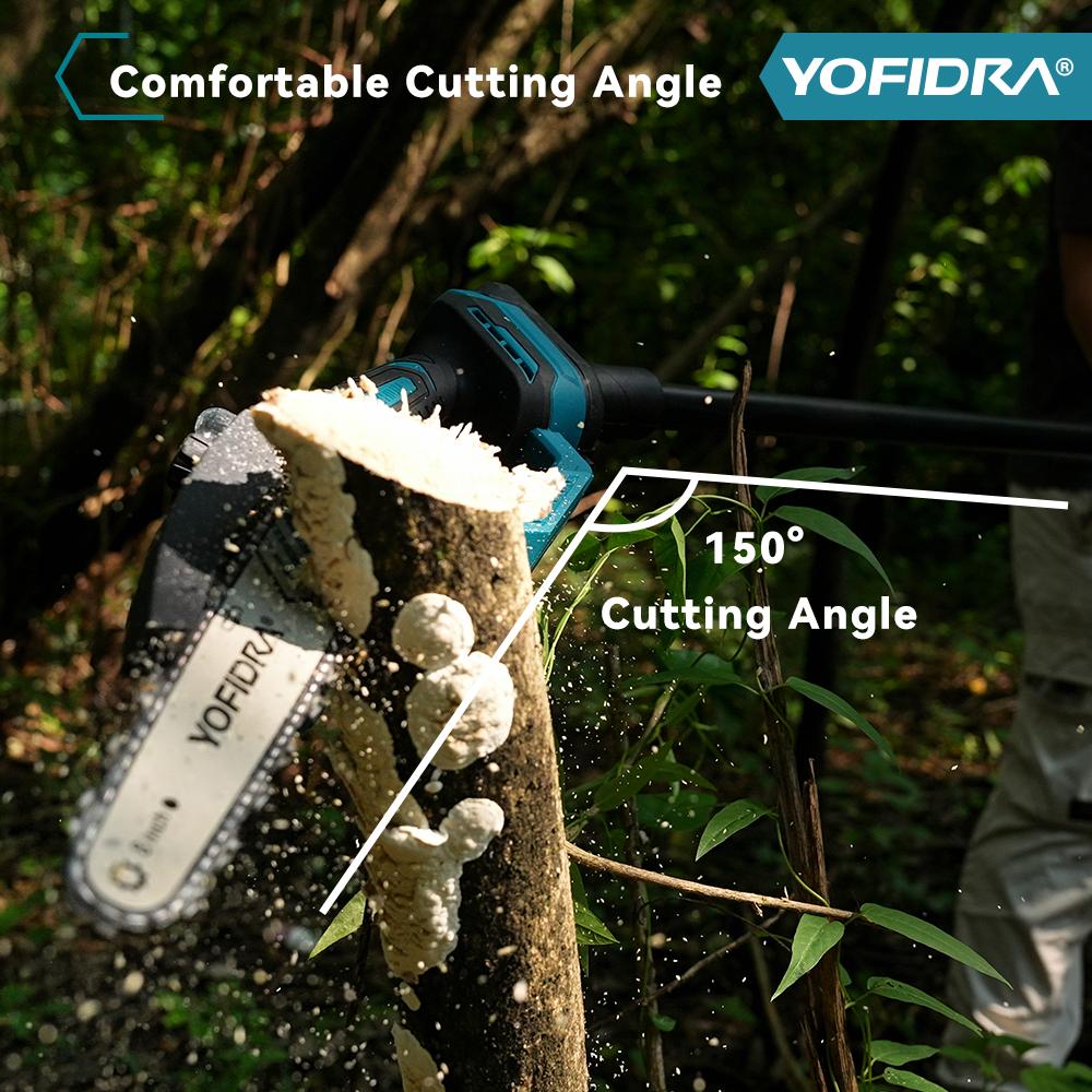 Yofidra Brushless 8Inch Telescoping Pole Electric Chainsaw High Branch Saw Garden Pruning Power Tool For Makita 18V Battery Pin
